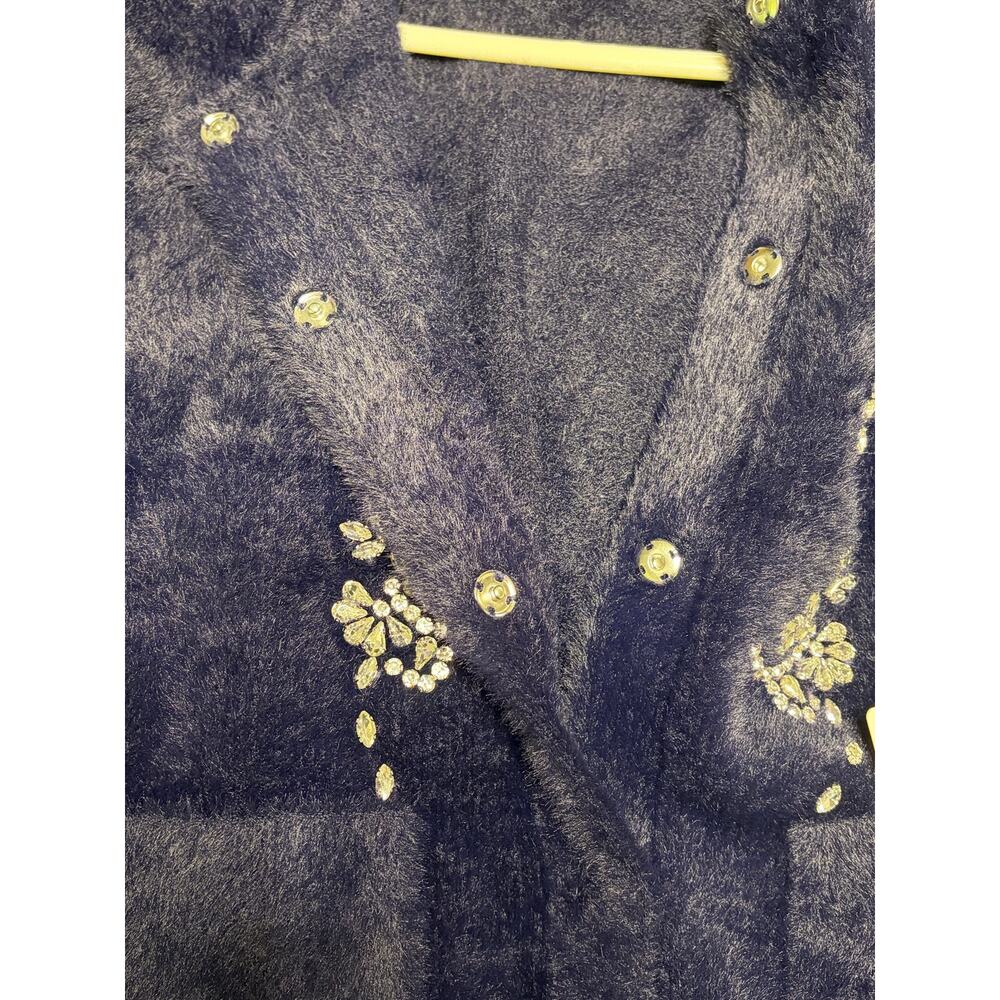 Cyrus Embellished Fuzzy Vintage Inspired Knit Cardigan size Small NEW - Picture 7 of 13